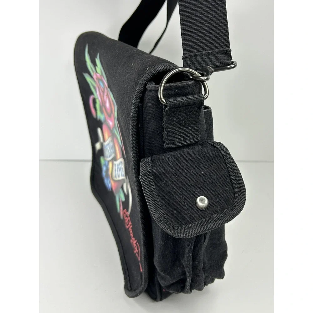Ed Hardy by Christian Audigier Blk Large Messenger Laptop Bag 